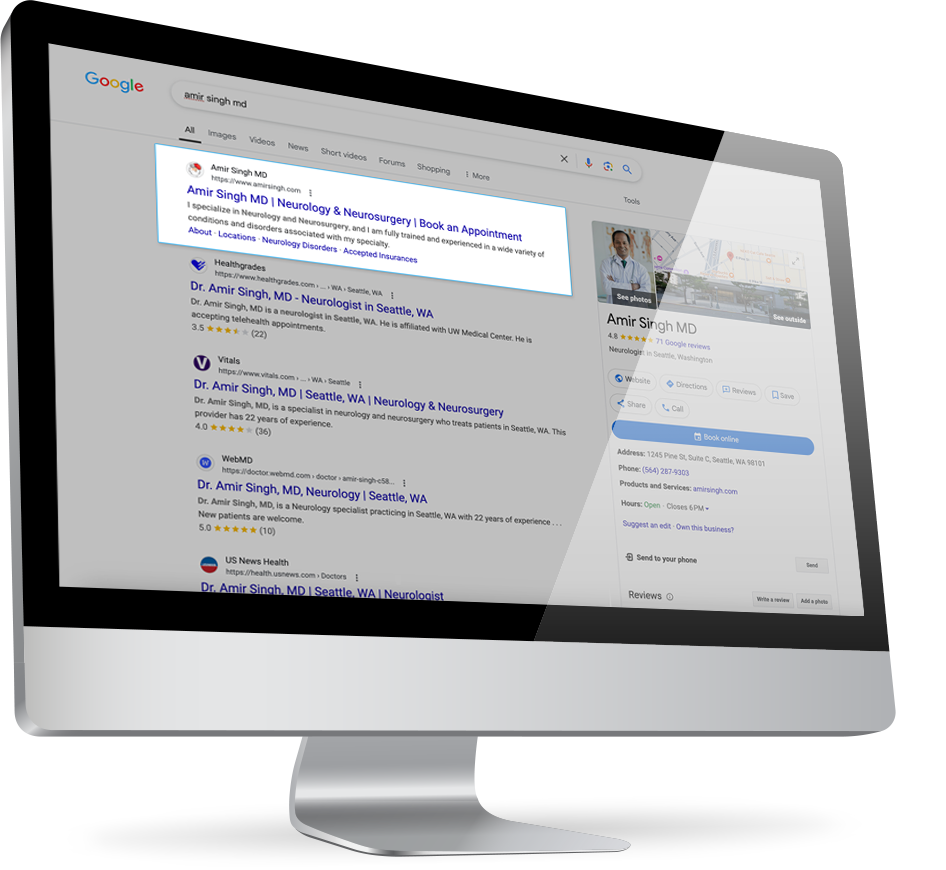 Provider Page Premium Search Placement | Amir Singh, MD